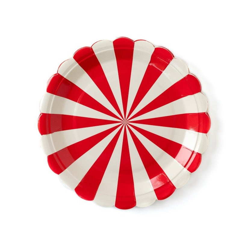 Red Circus Stripe Plates