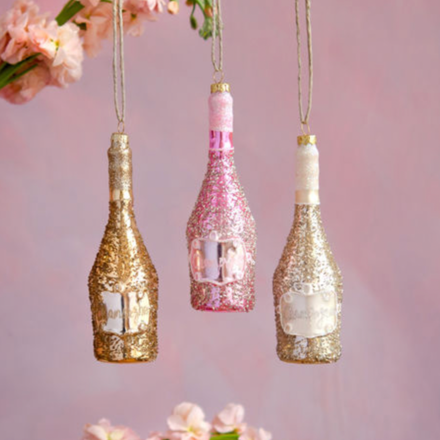 glitterville champagne ornament