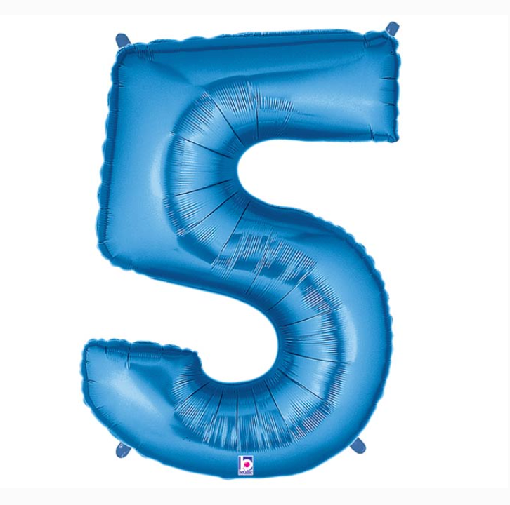 40'' Blue Number 5 Foil Ballon