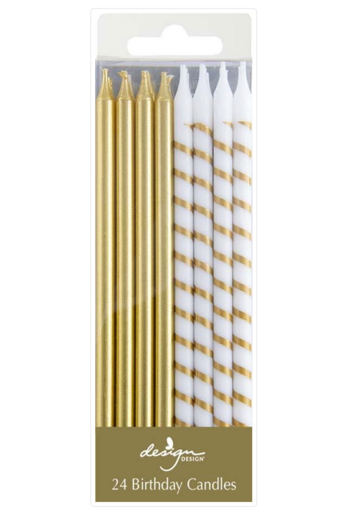 Gold and Stripes Birthday Candles