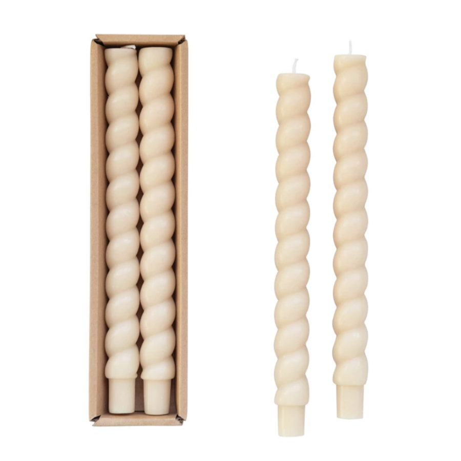 Twisted Taper Candle - Cream