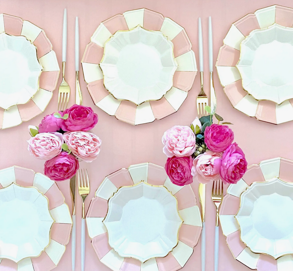 Pink Candy Stripe Dinner Plates