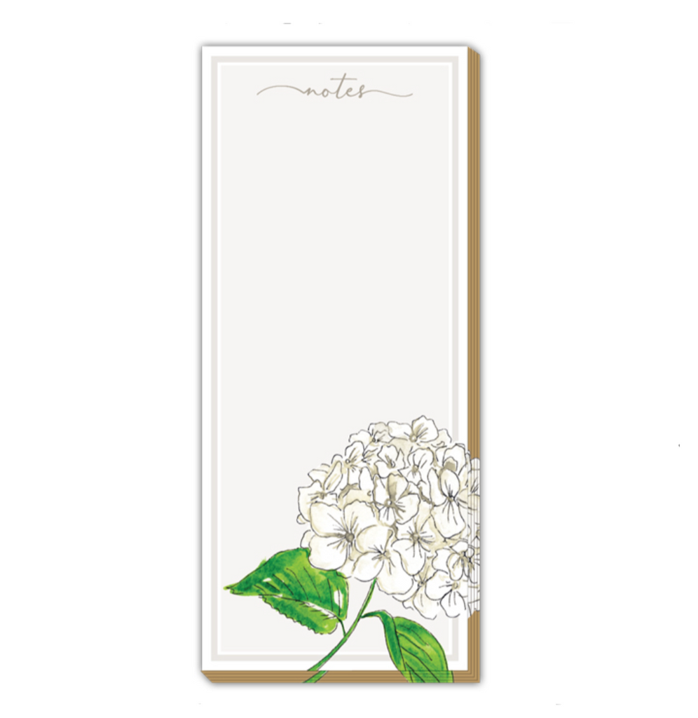 White Hydrangea Luxe Skinny Notepad