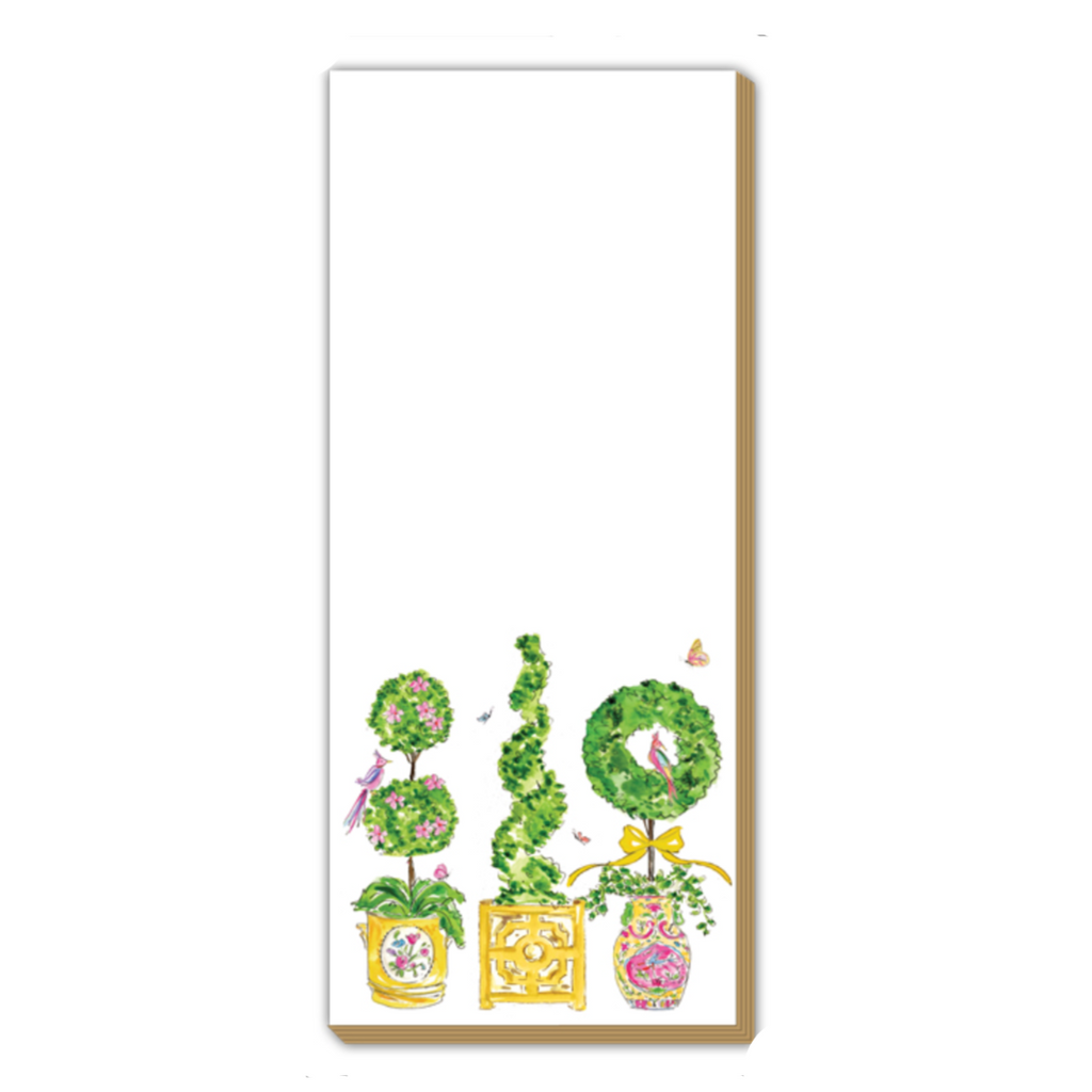 Yellow Boxwood Topiaries Luxe Skinny Notepad