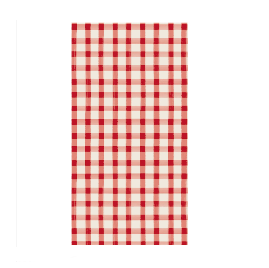 Red Painted Check Guest Napkin