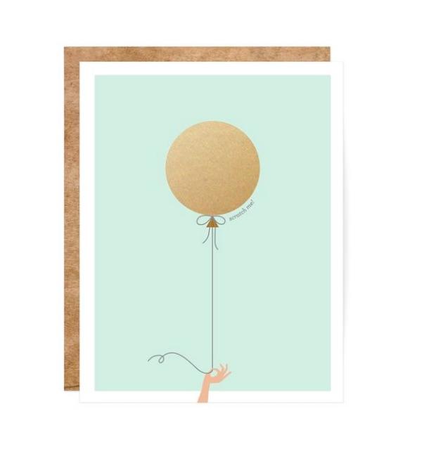 Mint and Gold Balloon Scratch Off Card