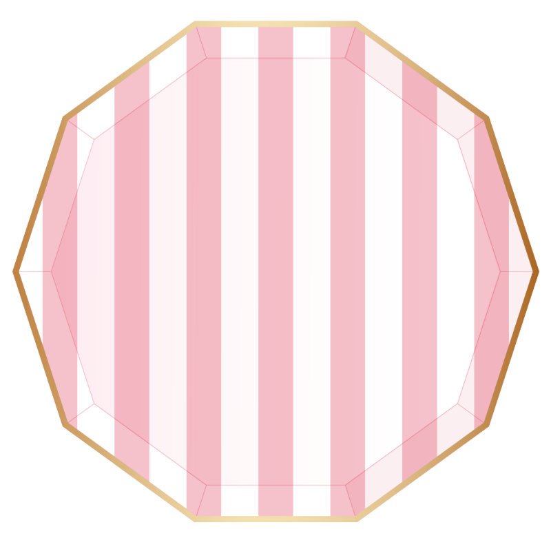 Bonjour Fête Party Petal Pink Cabana Stripe Plates