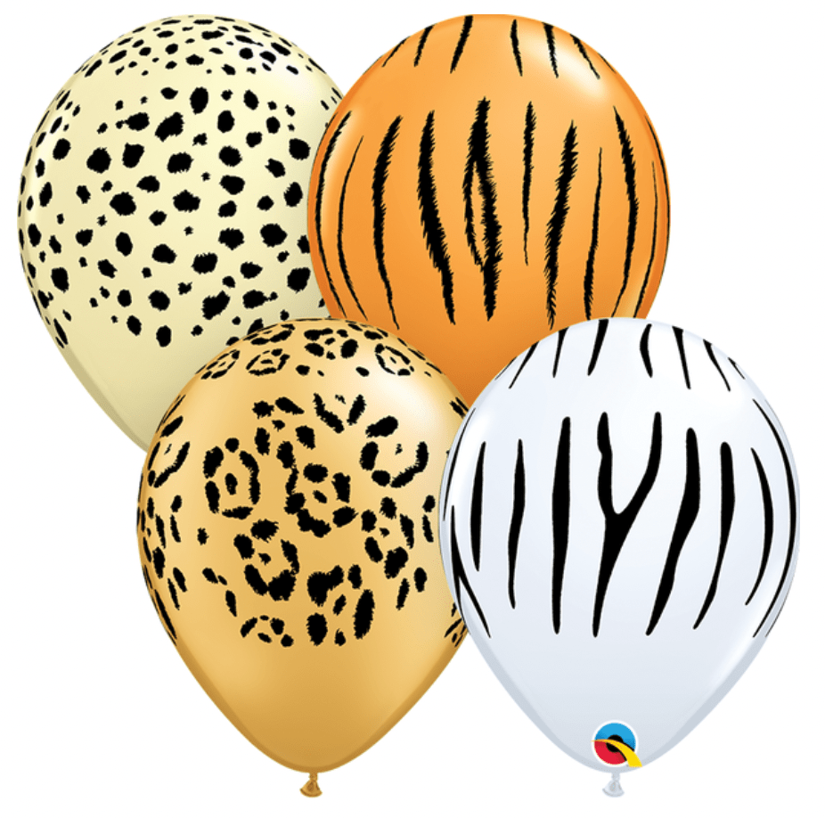 burton+burton Balloons Animal Print / Safari, Assorted Printed Latex Balloons 11"