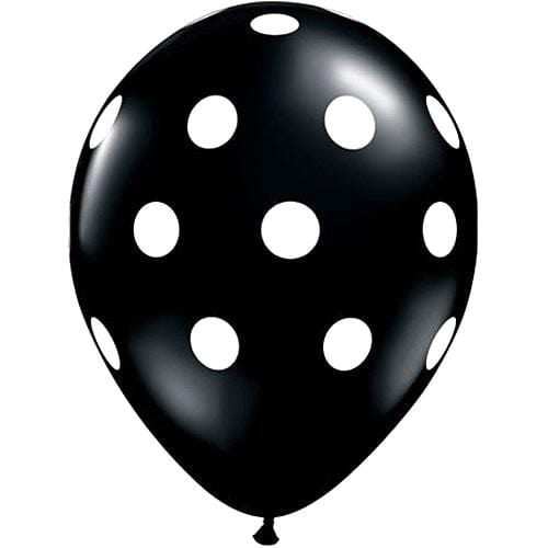 burton+burton Balloons Black w White Polka Dots Printed Latex Balloons 11"