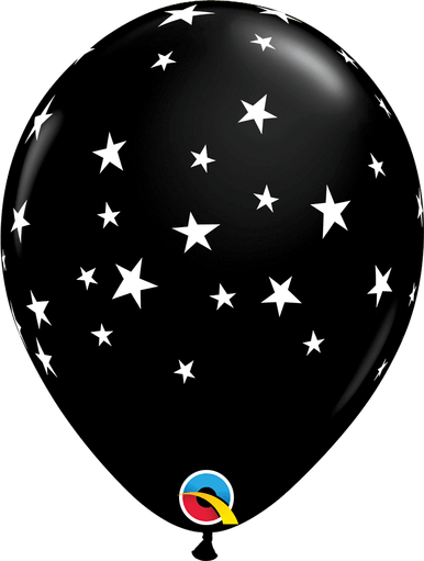 burton+burton Balloons Black with White Stars Printed Latex Balloons 11"