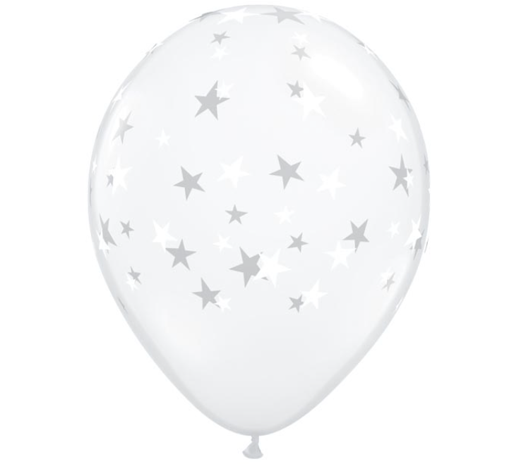 burton+burton Balloons Contempo Stars Clear Printed Latex Balloons 11"