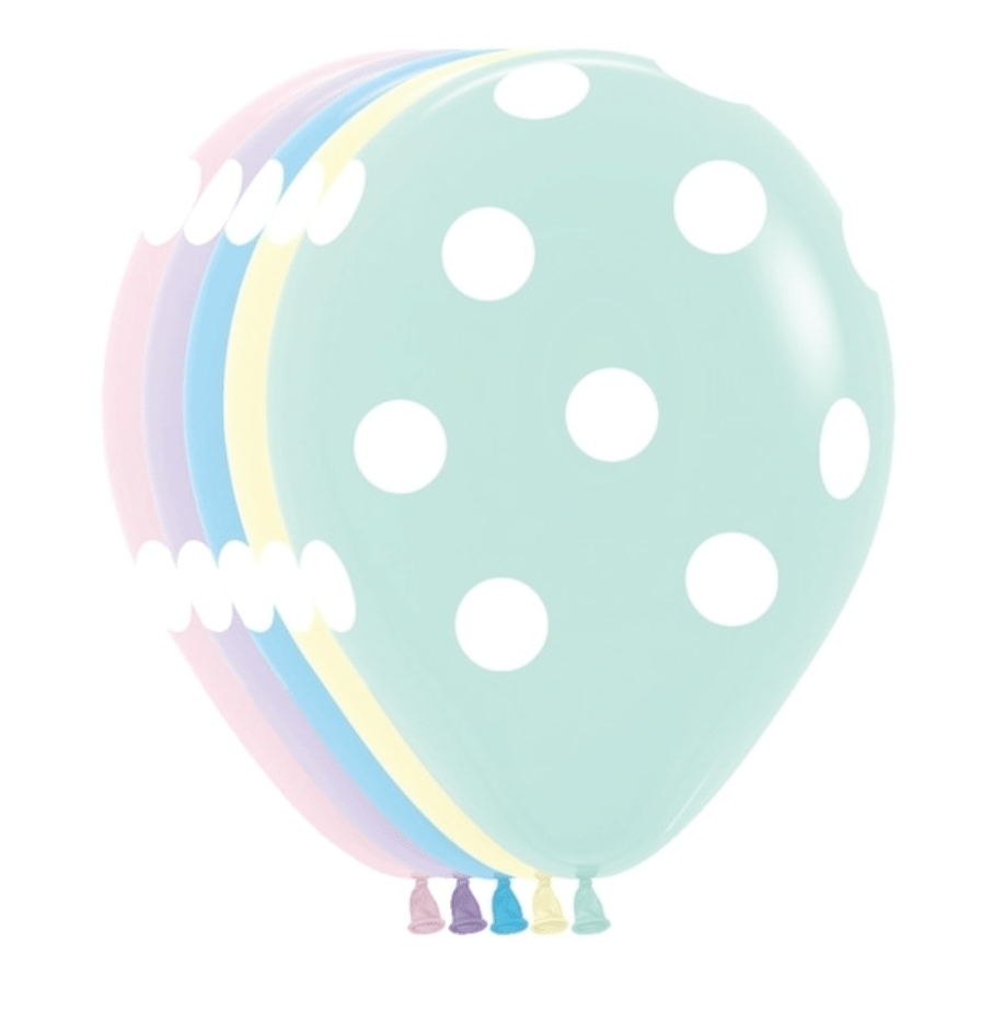 burton+burton Balloons Pastel Polka Dot, Assorted Printed Latex Balloons 11"