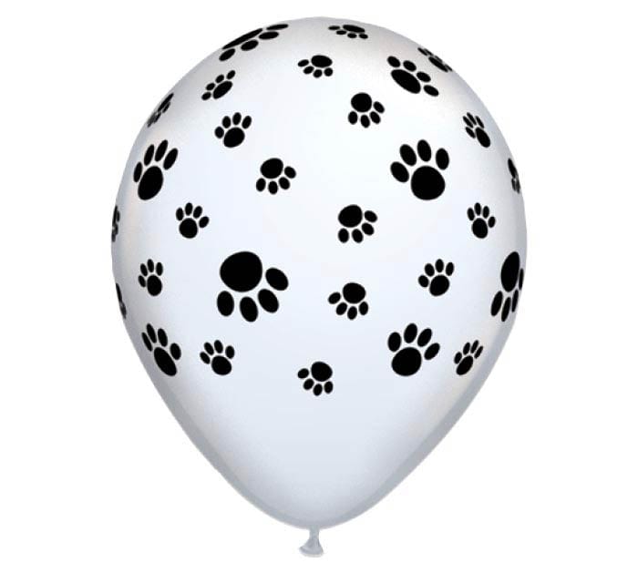 burton+burton Balloons Paw Prints on White Printed Latex Balloons 11"