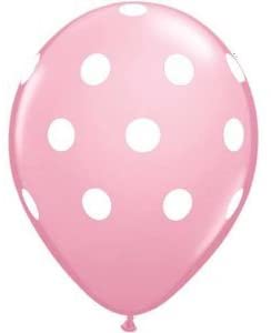 burton+burton Balloons Pink w Polka Dots Printed Latex Balloons 11"