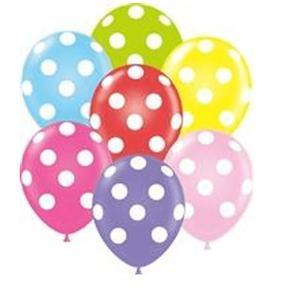 burton+burton Balloons Polka Dot Balloons, Assorted Printed Latex Balloons 11"