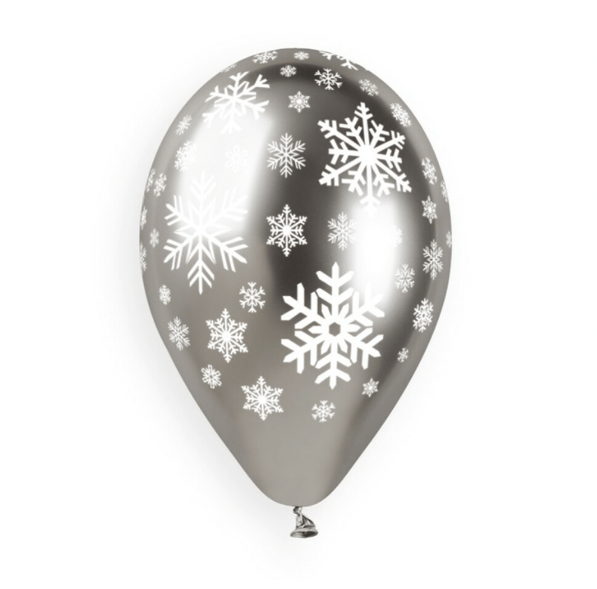 burton+burton Balloons Snowflakes Shiny Silver Printed Latex Balloons 11"