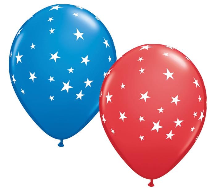 burton+burton Balloons Stars Red / Blue Printed Latex Balloons 11"