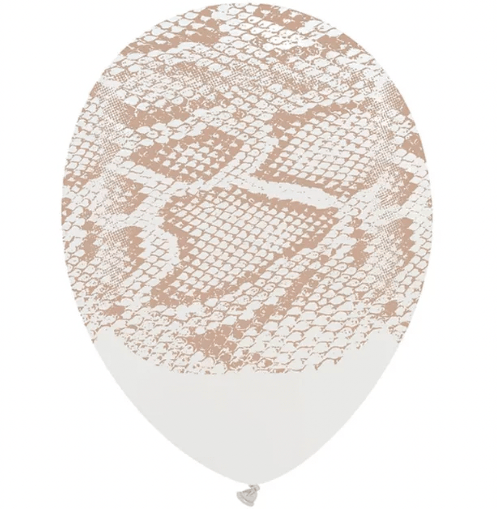 burton+burton Balloons White Snake 13" Printed Latex Balloons 11"