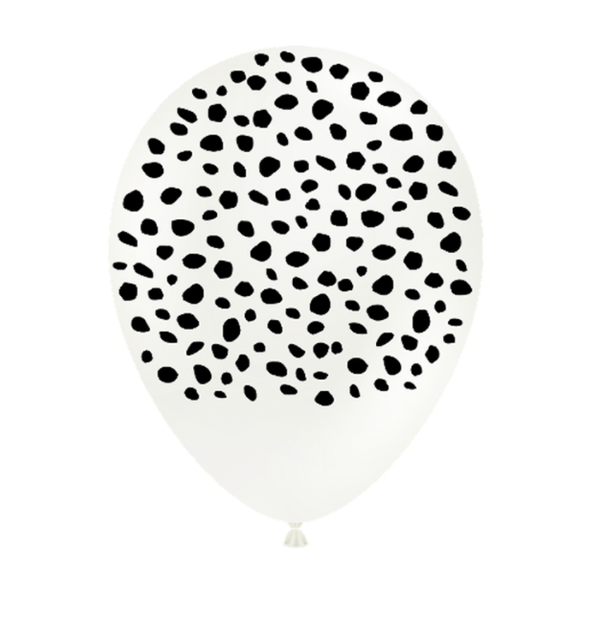 burton+burton Balloons White with Black Spex Printed Latex Balloons 11"