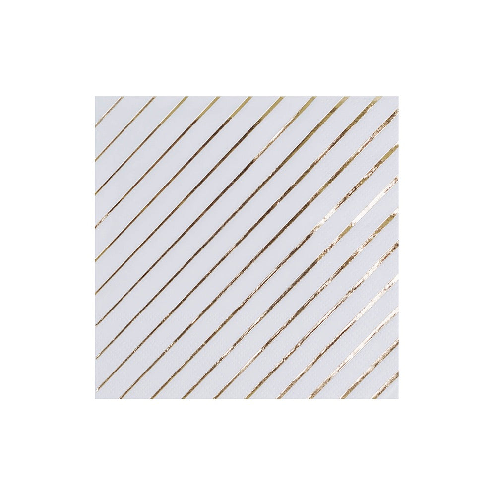 Jollity White & Gold Striped Napkins