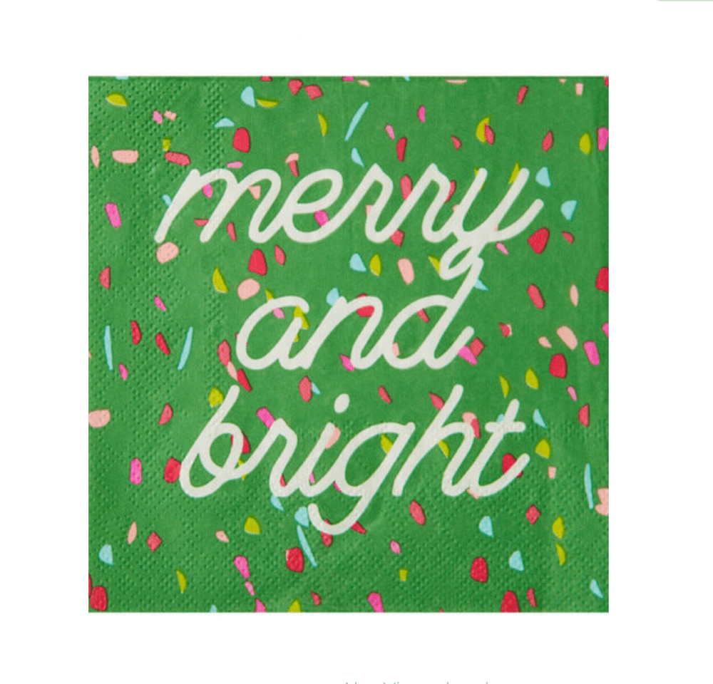 CR Gibson Christmas Merry and Bright Pink and Green Napkins (KC)