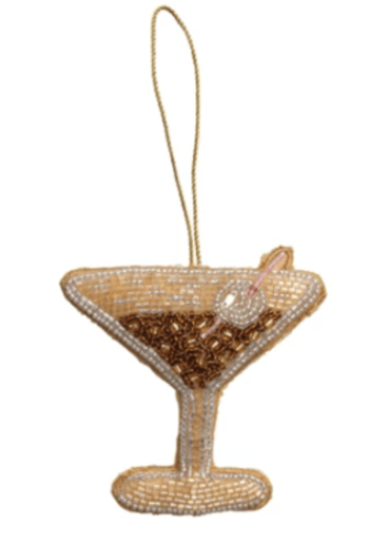 Creative Co-op Christmas Espresso Martini Fabric Cocktail Ornaments