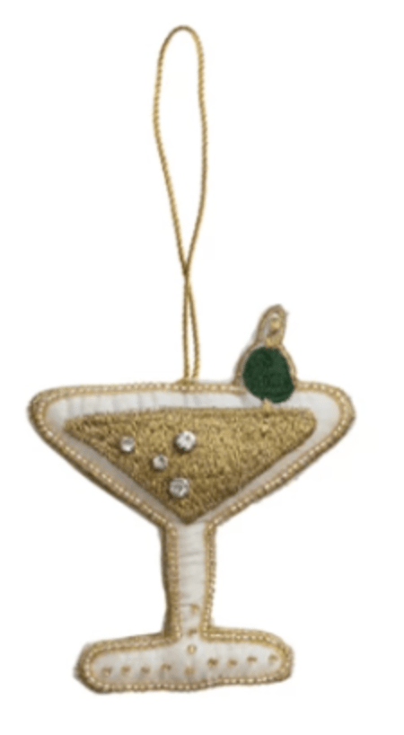 Creative Co-op Christmas Martini Fabric Cocktail Ornaments