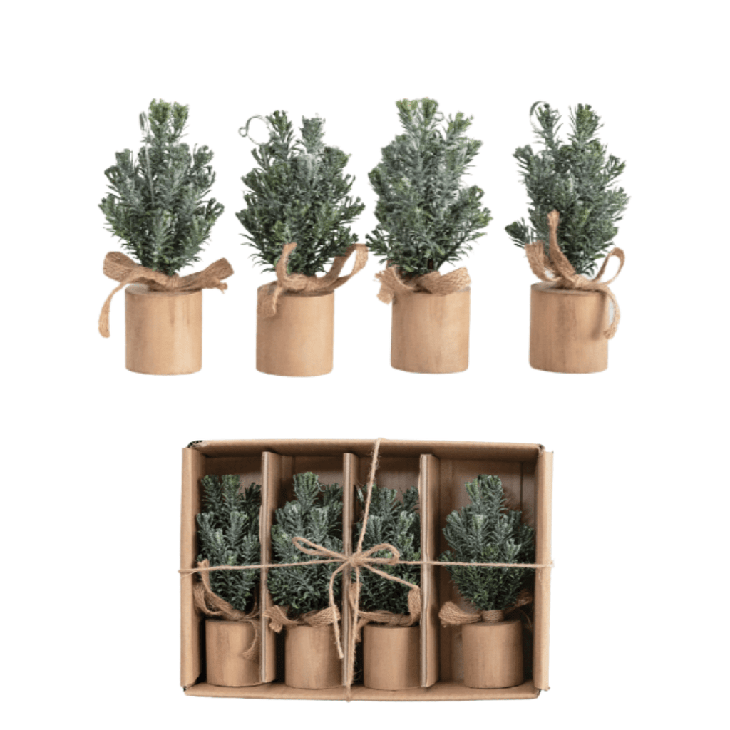 Creative Co-op Christmas Set of 4 Faux Pine Tree Place Card / Photo Holders