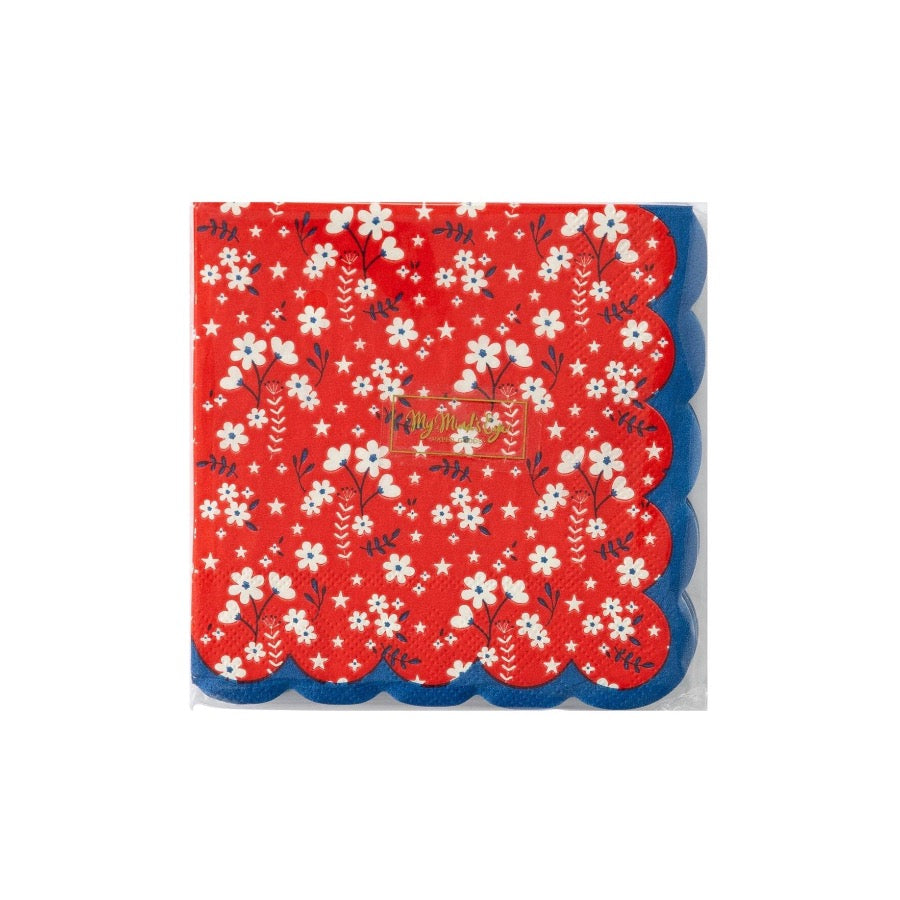 Americana Floral Red Napkins
