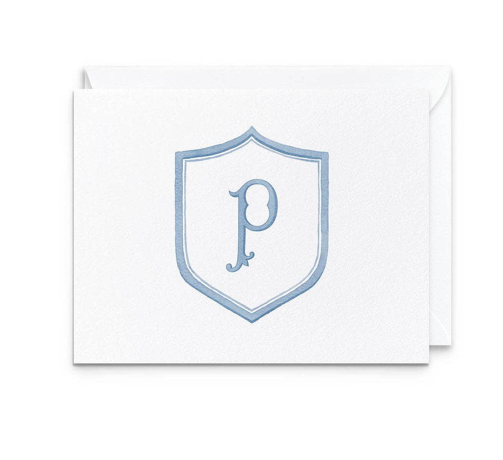 Ellen Davis Creative Greeting Cards Blue Crest Initial Notecards: Boxed Set