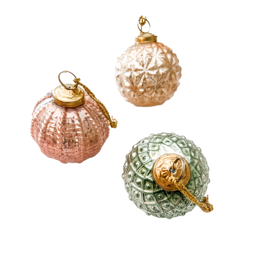 Embossed Glass Ball Ornaments