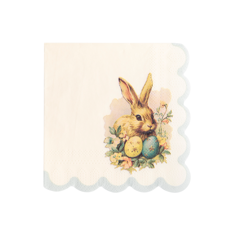 Vintage Easter Bunny Scallop Napkin