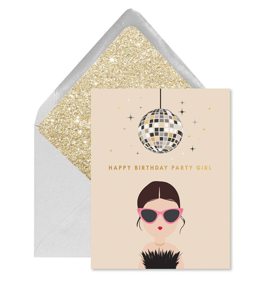 Ginger P. Designs Greeting Cards Disco Party Girl Birthday Greeting Card