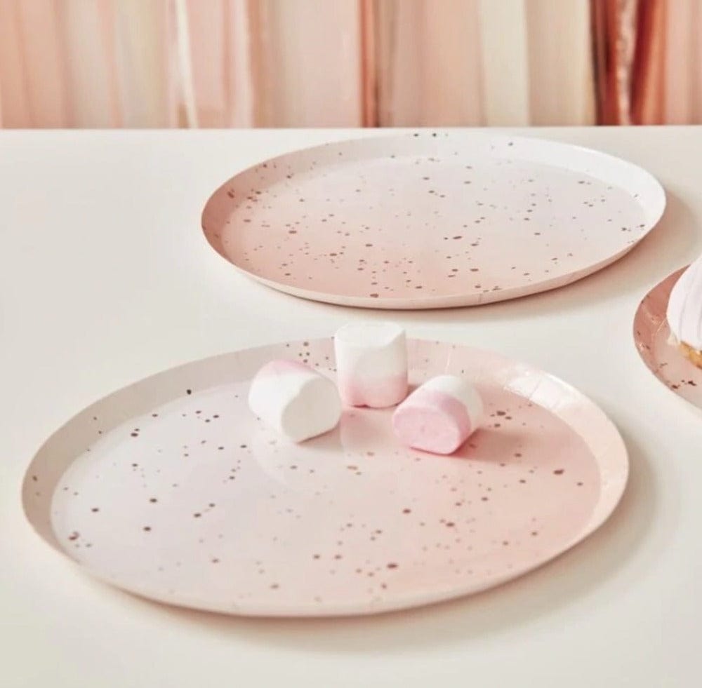 Ginger Ray Party Pink and Rose Gold Speckle Large Paper Plates