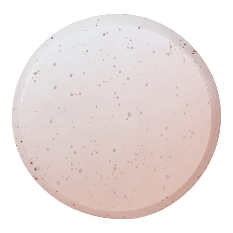 Ginger Ray Party Pink and Rose Gold Speckle Large Paper Plates