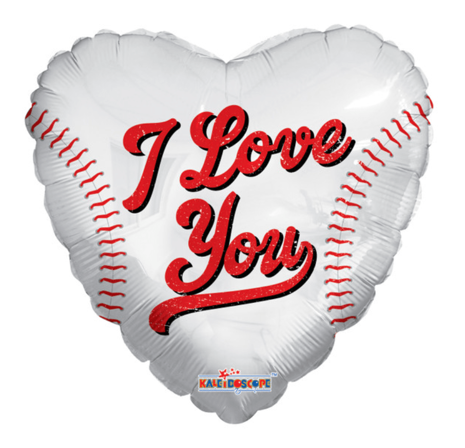 Havin a Party Valentine Baseball Heart Balloon