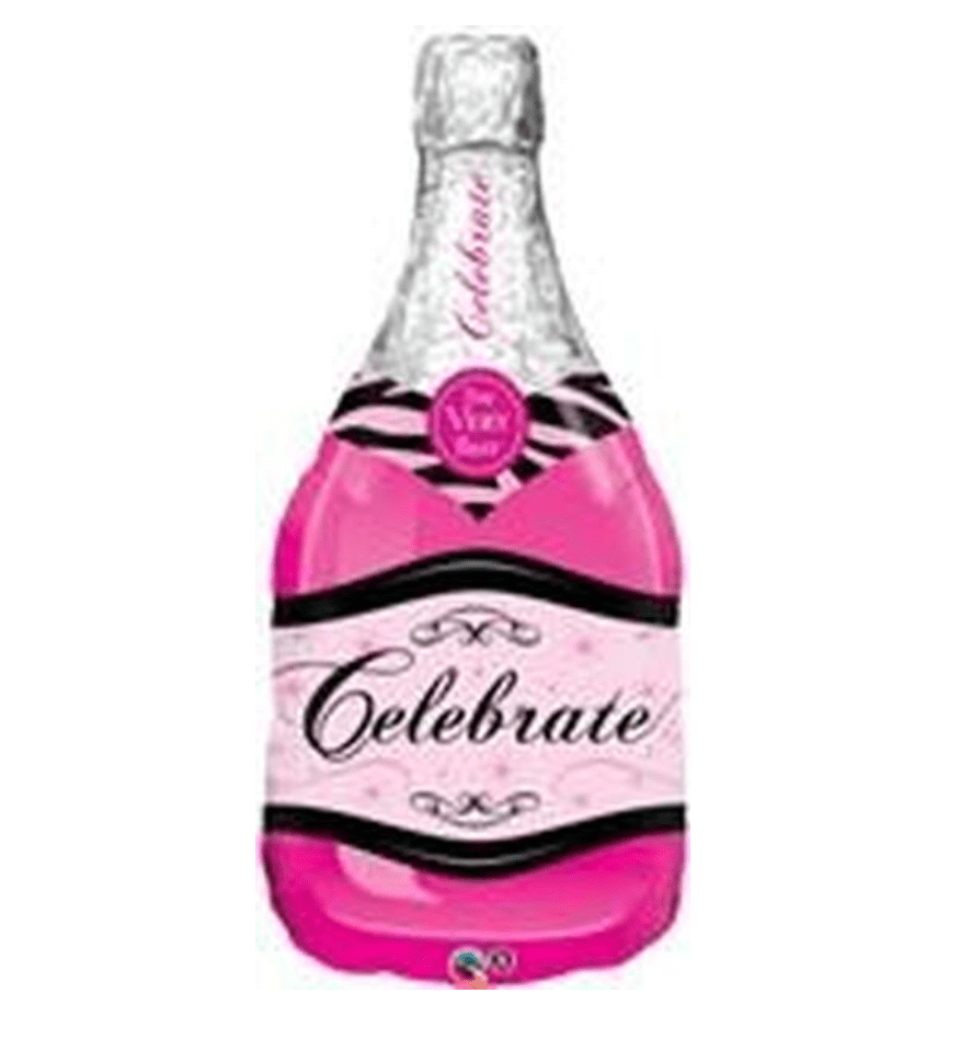 Havin a Party Balloons Champagne Bottle Pink Balloon