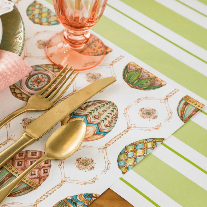 Hester & Cook Party Green Awning Stripe Runner