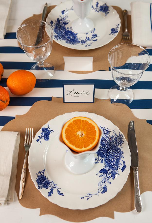 Hester & Cook Party Navy Stripe Table Runner