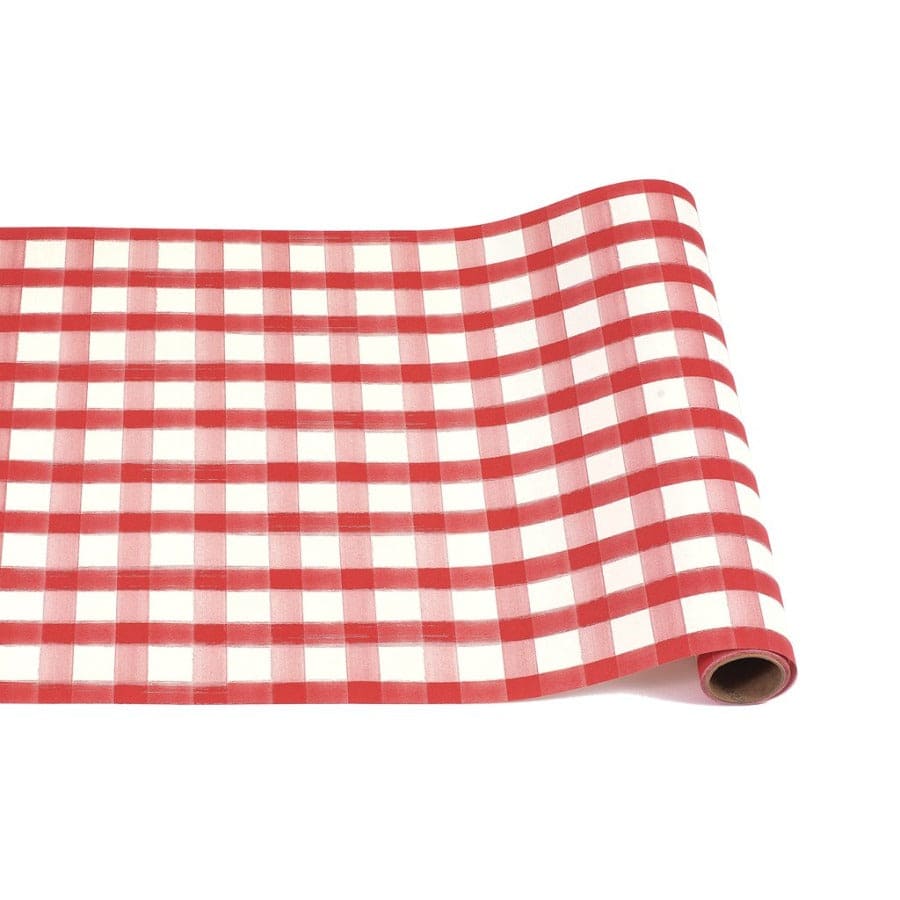 Hester & Cook Party Red Painted Check Table Runner