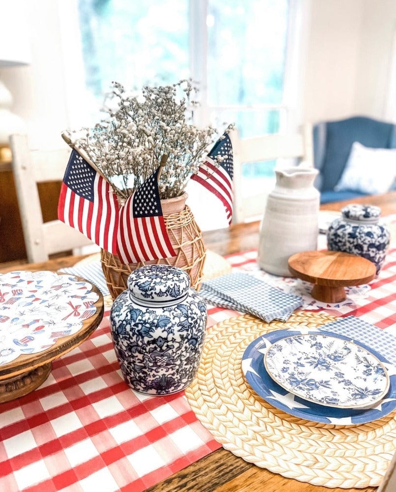 Hester & Cook Party Red Painted Check Table Runner