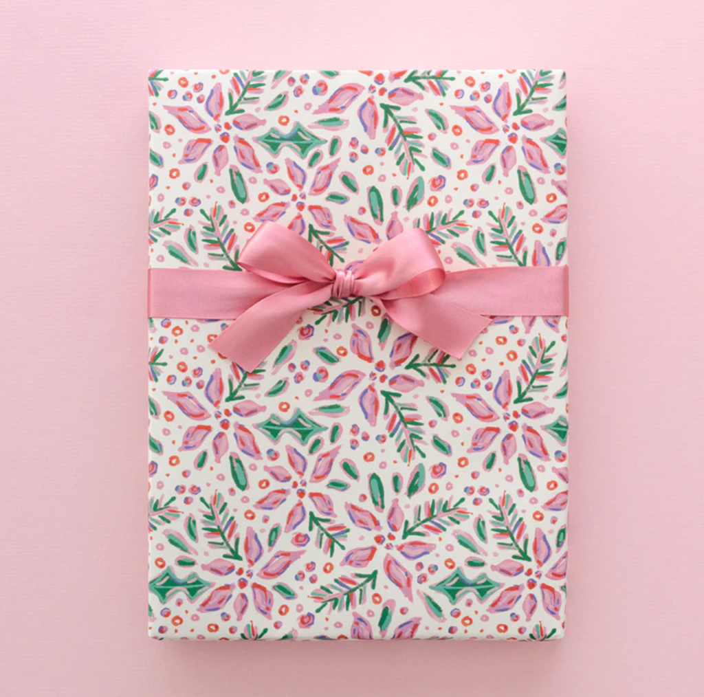 Pink Poinsettia Wrapping Paper