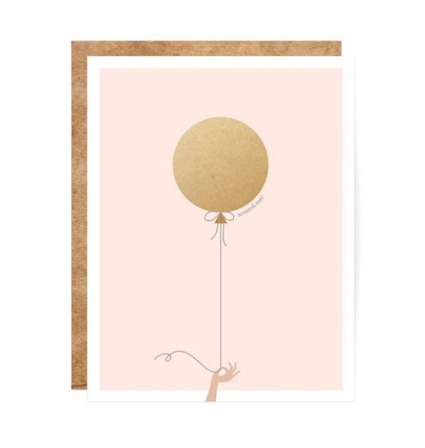 Inklings Paperie Greeting Cards Single Pink/Gold Balloon Scratch-Off