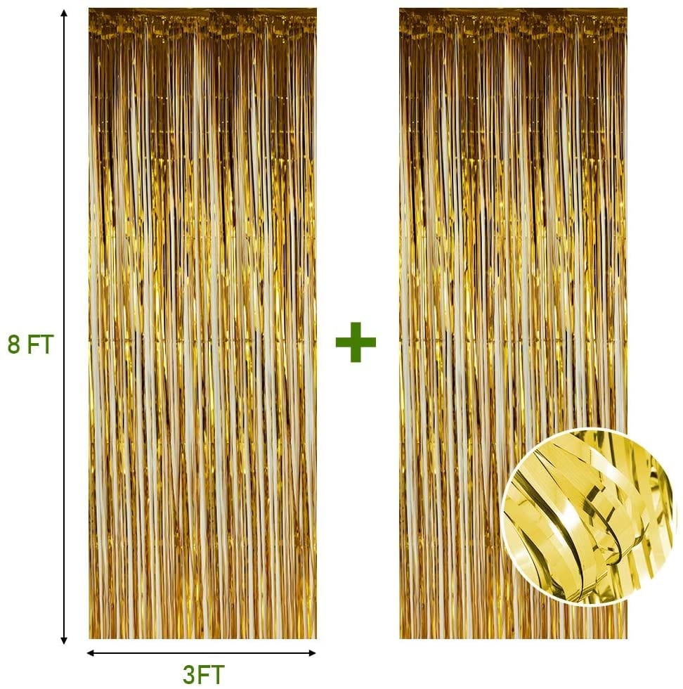 Jenn & Co. Party Gold Fringe Curtain Backdrop (OPTIONS)