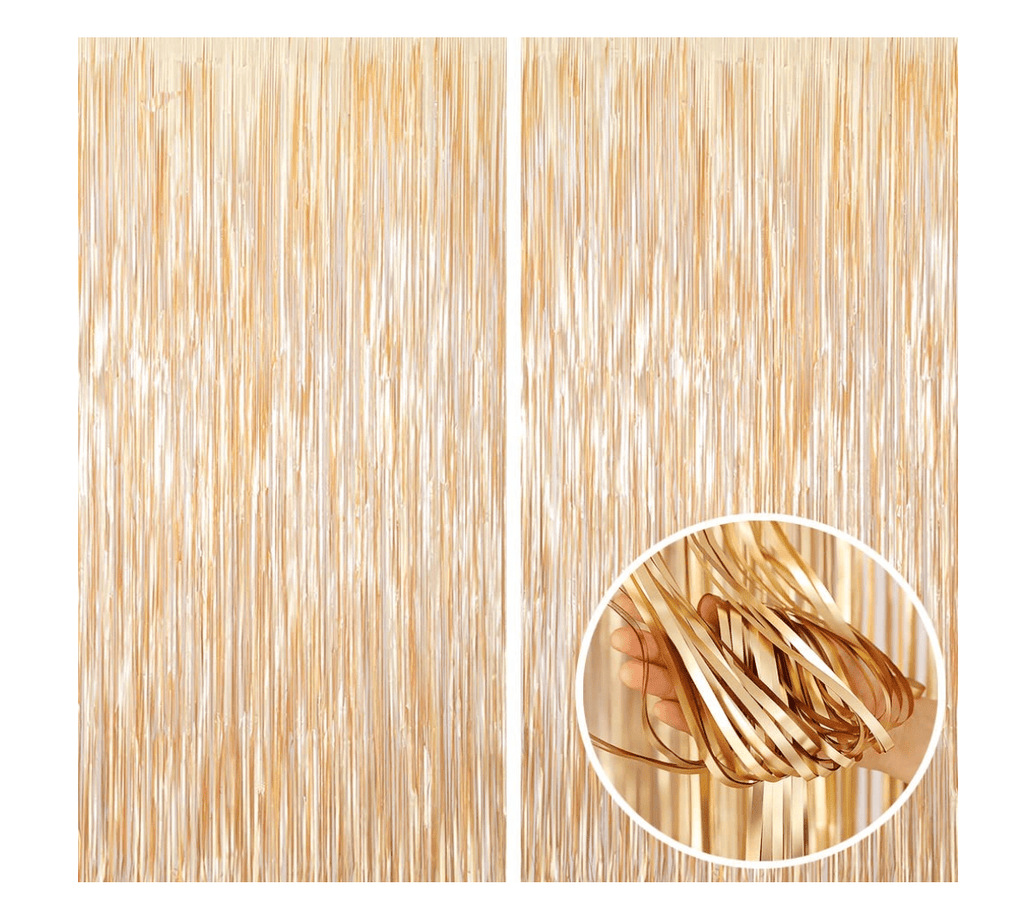 Jenn & Co. Party Gold Matte Fringe Curtain Backdrop (OPTIONS)