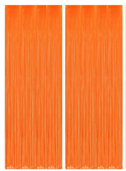 Jenn & Co. Party Neon Orange Fringe Curtain Backdrop (OPTIONS)