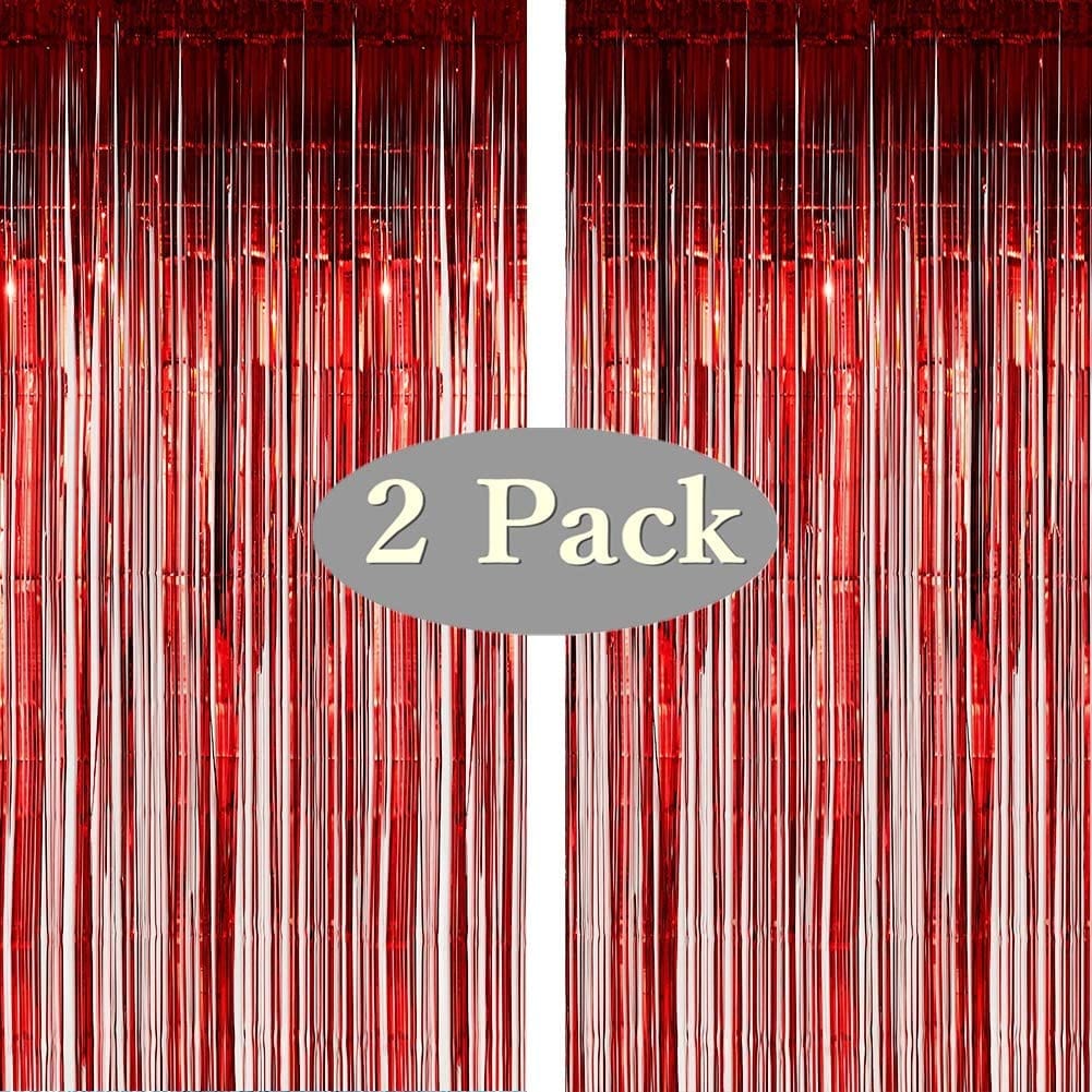 Jenn & Co. Party Red Fringe Curtain Backdrop (OPTIONS)