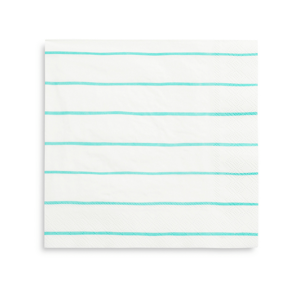 Jollity & Co. + Daydream Society Party Large Frenchie Striped Aqua Napkins