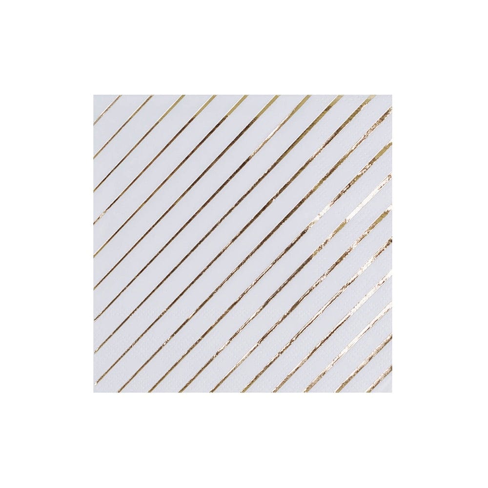 Jollity Party White & Gold Striped Cocktail Napkins