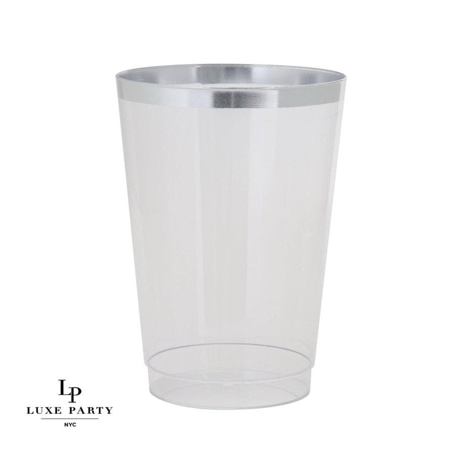 Luxe Party Clear Plastic Silver Cups 9oz